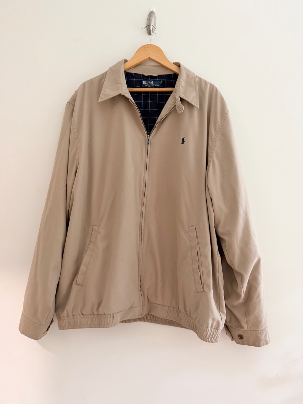 Polo by Ralph Lauren Beige Zip-Up Harrington Jacket Classic Men’s 2LT Tall VTG